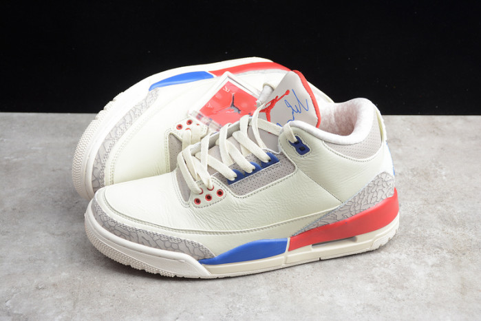 air jordan 3 retro "charity game" sail red mens 136064-140