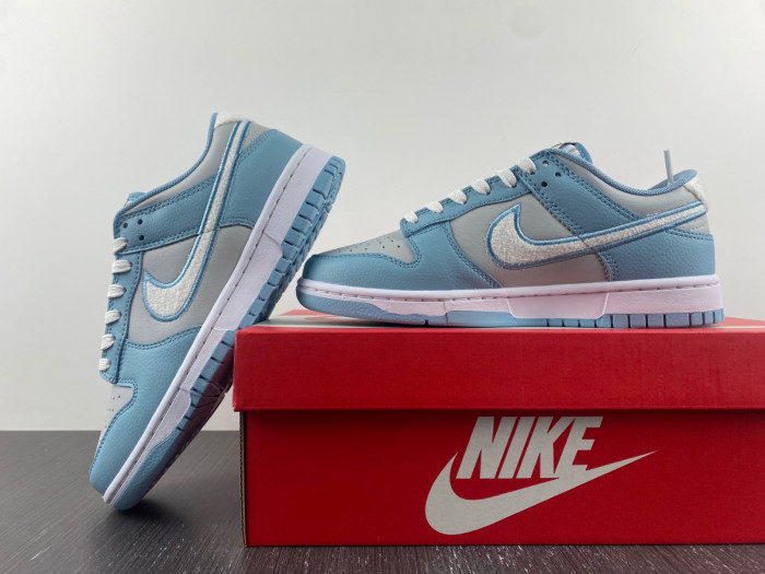Nike Dunk Low Retro Fleece Swoosh Worn Blue FB1871-011