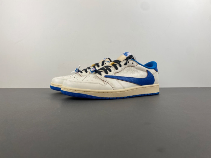 Air Jordan 1 Retro Low Fragment x Travis Scott Sail Military Blue DM7866-104